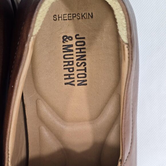 Johnston & Murphy Shoes Mens Size 8.5 Brown Leather Slip On Loafers Sheepskin - Picture 8 of 13